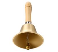 Zyiphor Cloche à Main Cloche D'appel Claire et Forte Cloches à Main en Métal Cloche D'appel en Laiton Massif Cloche en Laiton avec Manche en Bois pour Méditation, Dîner, École