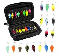 Zyiphor Kit de 16 Leurre Peche,Cuillere Peche Truite de Mer de 2,5g, 3,5g, 5g avec Hameçon Simple, Spinners de Leurres Artificiels pour Brochet, Perche, Bar, Sandre - Sac de Rangement Inclus