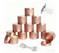 Zyiphor Lot de 12 Pot Bougie Vide 120ml Contenant pour Bougie avec 60 Mèches et Autocollants pour Artisanat, Bijoux (or rose)