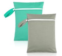 Zyiphor Lot de 2 Sacs Linge Sale Imperméable 40x30cm Sac à Linge de Voyage Étanches avec Fermeture Éclair pour Maillots Bain Sport Gym Vêtements Humides Camping Hôtel