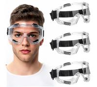 Zyiphor Lot de 3 Lunette Protection, Lunettes de Protection Anti-buée, Lunettes de Sécurité Anti-rayures, Aérées, Bandeau Réglable, pour Bricolage, Travaux, Laboratoire et Porteurs de Lunettes