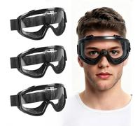 Zyiphor Lot de 3 Lunette Protection, Lunettes de Protection Anti-buée, Lunettes de Sécurité Anti-rayures, Aérées, Bandeau Réglable, pour Bricolage, Travaux, Laboratoire et Porteurs de Lunettes