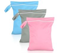 Zyiphor Lot de 3 Sacs Linge Sale Imperméable 40x30cm Sac à Linge de Voyage Étanches avec Fermeture Éclair pour Maillots Bain Sport Gym Vêtements Humides Camping Hôtel