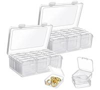 Zyiphor Lot de 32 Petite Boite de Rangement Plastique Transparent,Mini Boîte de Rangement avec Couvercle à Charnière pour Perles, Bijoux et Artisanat.(5.5x5.5x2cm)