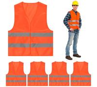 Zyiphor Lot de 4 Pièces Gilet Haute Visibilité, Unisexe Gilet Réfléchissant, Gilet Orange Securite Respirant, pour travailleur de l'assainissement, Automobilistes, Conducteurs