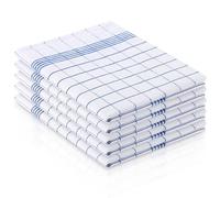 Zyiphor Lot de 5 Torchons de Cuisine 45x65 cm 100% Coton Super Absorbant Ensemble de Torchons Doux et Réutilisables Serviette Cuisine Design élégant à Carreaux (Bleu et Blanc)