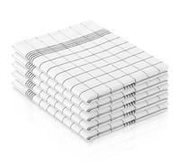 Zyiphor Lot de 5 Torchons de Cuisine 45x65 cm 100% Coton Super Absorbant Ensemble de Torchons Doux et Réutilisables Serviette Cuisine Design élégant à Carreaux (Noir et Blanc)