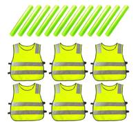 Zyiphor Lot de 6 Gilet Jaune Enfant Reflechissant Gilet de Securite Enfant avec 6 Brassards Réfléchissants pour Enfants de 3 à 12 Ans, Le Chemin De l'École, Le Vélo, La Circulation Routière