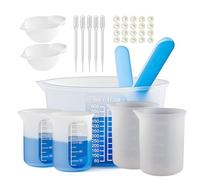 Zyiphor Lot de 7 Tasses en Silicone Pour Resine Epoxy, 600/250/100 ml Verre doseur en silicone, Doseur Resine Epoxy avec Bâtonnets + Pipette et Doigtiers pour Bricolage, Artisanat et Laboratoire