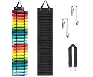 Zyiphor Organisateur de Rouleaux en Vinyle avec 24 Compartiments Support de Rouleau de Vinyle Transparent en Tissu Oxford et PVC pour Montage Mural ou sur Porte pour Papier de Transfert Thermique (B)
