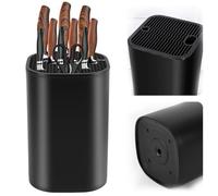 Zyiphor Range Couteaux De Cuisine Porte Couteaux, Universel Bloc Couteaux Cuisine Vide avec 21 Fentes et Design D'écoulement,Rangement de Tous Les Couteaux De Cuisine(Noir)