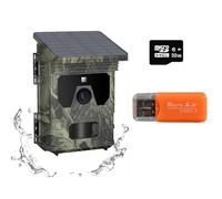 ZYJDGNNY Caméra de chasse solaire 4 K 36 MP avec vision nocturne, déclenchement rapide 0,1 s, IP66 étanche, caméra de chasse pour surveillance de la faune avec carte micro SD 32 Go