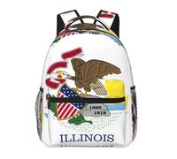 ZYJHYY Illinois State Flag Print Casual Gym Bag Wear Resistant Work Bag Hiking Backpack With Padded Back For Travel Camping
