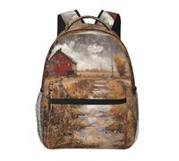 ZYJHYY Sac de sport décontracté à motif de ferme avec imprimé cerf, sac de travail, sac à dos de randonnée avec dos rembourré pour voyage, camping