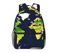 ZYJHYY Sac de sport décontracté avec imprimé carte du monde - Résistant à l'usure - Sac à dos de randonnée avec dos rembourré - Pour voyage, camping