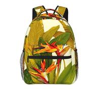 ZYJHYY Sac de sport décontracté avec imprimé oiseau de paradis tropical, résistant à l'usure, sac de travail, sac à dos de randonnée avec dos rembourré pour voyage, camping
