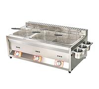 ZYJIX Friteuse à gaz de grande capacité, en acier inoxydable pour la maison et le commerce, puissance de feu réglable, avec paniers et couvercles, pour frites, beignets, poissons, facile à nettoyer