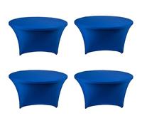 ZYJIX Royal Blue Round Stretch Tablech 4 Pack Élastique Housse ajustée pour Cocktail Bar Party Wedding Event Decor Ride Résistante Machine Lavable