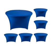 ZYJIX Royal Blue Round Stretch Tablech 4 Pack Élastique Housse ajustée pour Cocktail Bar Party Wedding Event Decor Ride Résistante Machine Lavable