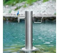 ZYJIX Support extérieur de Colonne d'eau en Acier Inoxydable w Robinet, Bobine de Tuyau Debout Libre avec Tube expansable de 7.5m et Pistolet de pulvérisation pour Garden Yard Patio