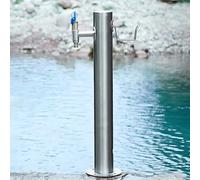 ZYJIX Support extérieur de Colonne d'eau en Acier Inoxydable w Robinet, Bobine de Tuyau Debout Libre avec Tube expansable de 7.5m et Pistolet de pulvérisation pour Garden Yard Patio