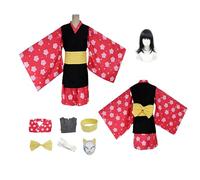 ZYJKGL Cosplay Uniforme Anime De'mon Sla'yer Makomo Cosplay Costume Ensemble complet avec perruque - Halloween Party Noël et Anime Conventions Ensemble complet tenue pour les femmes Adultes