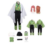 ZYJKGL Cosplay Uniforme Anime De'mon Sla'yer Sabito Cosplay Costume Ensemble complet avec perruque - Halloween Party et Anime Conventions Ensemble complet tenue pour hommes Femmes Adultes