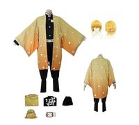 ZYJKGL Nime Cosplay Agatsuma Zenitsu Uniform Costume Full Set With Wig - Halloween Party Christmas And Comic Exhibition Complete Set Outfit For Adults