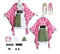 ZYJKGL Nime Cosplay Kanroji Mitsuri Uniform Costume Full Set With Wig - Halloween Party Christmas And Comic Exhibition Complete Set Outfit For Adults