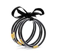 ZYJSSKUK Brillant Jelly Bracelet Set - brillant silicone léger Bow bracelet multicouche silicone arc - en - ciel or rose Bracelet ruban set empilable bijoux (noir)