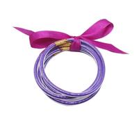 ZYJSSKUK Brillant Jelly Bracelet Set - brillant silicone léger Bow bracelet multicouche silicone arc - en - ciel or rose Bracelet ruban set empilable bijoux (Violette sombre)