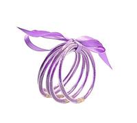 ZYJSSKUK Brillant Jelly Bracelet Set - brillant silicone léger Bow bracelet multicouche silicone arc - en - ciel or rose Bracelet ruban set empilable bijoux (Violette)