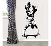 Zykang 3D Stickers Muraux Skater Garçon Sticker Mural Skateboard Sticker Enfants Garçon Chambre Sports Extrêmes Papier Peint Planche À Roulettes Vinyle Mur Affiche 42X86Cm