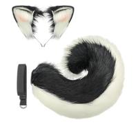 ZYKEJJDDAK 1/2 serre-tête avec oreilles de chien - Fausse fourrure - Serre-tête longue pour Halloween et cosplay