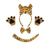ZYKEJJDDAK 1/3/4/5 pièces pour filles - Accessoires de costume de tigre - Oreilles de tigre - Bandeau - Nœud papillon - Queue de tigre - Tutus et jupe