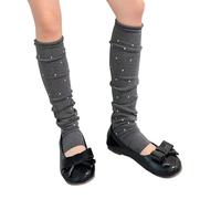 ZYKEJJDDAK 1 paire de couvre-pieds en laine pour l'automne et l'hiver, motif à pois, chaudes, antidérapantes, confortables, idéales pour diverses activités, gris foncé, taille unique