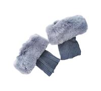 ZYKEJJDDAK 1 paire de manchons d'hiver chauds pour femme en tricot côtelé en fourrure pour bottes courtes pour fille, gris foncé, taille unique