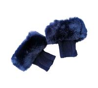 ZYKEJJDDAK 1 paire de manchons d'hiver chauds pour femme en tricot côtelé en fourrure pour bottes courtes pour fille, Noir , taille unique