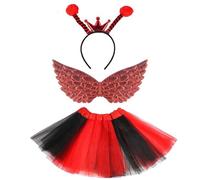ZYKEJJDDAK 2 ou 3 pièces Costume de princesse Abeilles Coccinelles Bandeaux Ailes Papillon Tutus