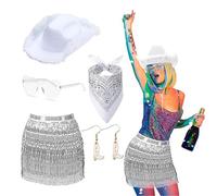 ZYKEJJDDAK Accessoires disco des années 60, 70, 80, Halloween, bijoux de costume de cowgirl occidental, boucles d'oreilles, lunettes de soleil à paillettes