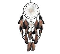 ZYKEJJDDAK Attrape-rêves fait à la main avec pompons à plumes et perles phosphorescentes pour la maison