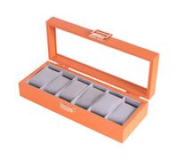 ZYKEJJDDAK Boîte à bijoux de luxe en cuir et bois avec dessus en verre, bords renforcés et compartiments de rangement multicouches pour montres à plusieurs compartiments