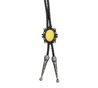 ZYKEJJDDAK Bolotie en cuir synthétique tressé avec cadre noir vintage et pendentif en pierre pour bijoux occidentaux unisexe