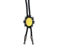 ZYKEJJDDAK Bolotie en cuir synthétique tressé avec cadre noir vintage et pendentif en pierre pour bijoux occidentaux unisexe, 100cm, Métal