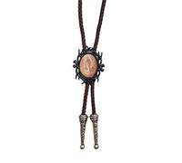 ZYKEJJDDAK Bolotie en cuir synthétique tressé avec cadre noir vintage et pendentif en pierre pour bijoux occidentaux unisexe, 100cm, Métal