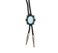 ZYKEJJDDAK Bolotie en cuir synthétique tressé avec cadre noir vintage et pendentif en pierre pour bijoux occidentaux unisexe, 100cm, Métal