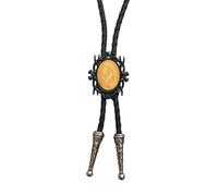 ZYKEJJDDAK Bolotie en cuir synthétique tressé avec cadre noir vintage et pendentif en pierre pour bijoux occidentaux unisexe, 100cm, Métal