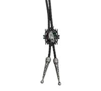 ZYKEJJDDAK Bolotie en cuir synthétique tressé avec cadre noir vintage et pendentif en pierre pour bijoux occidentaux unisexe