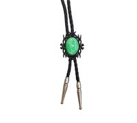 ZYKEJJDDAK Bolotie en cuir synthétique tressé avec cadre noir vintage et pendentif en pierre pour bijoux occidentaux unisexe, 100cm, Métal