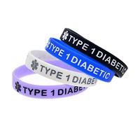 ZYKEJJDDAK Bracelets réglables en silicone de type 1 avec message caché pour diabétique, alerte médicale, 4 couleurs pour tous les âges, boucles d'oreilles pour filles